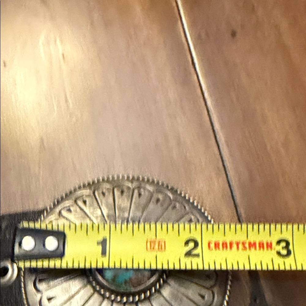 Black Leather Belt with Silver Accents - Picture 7 of 10